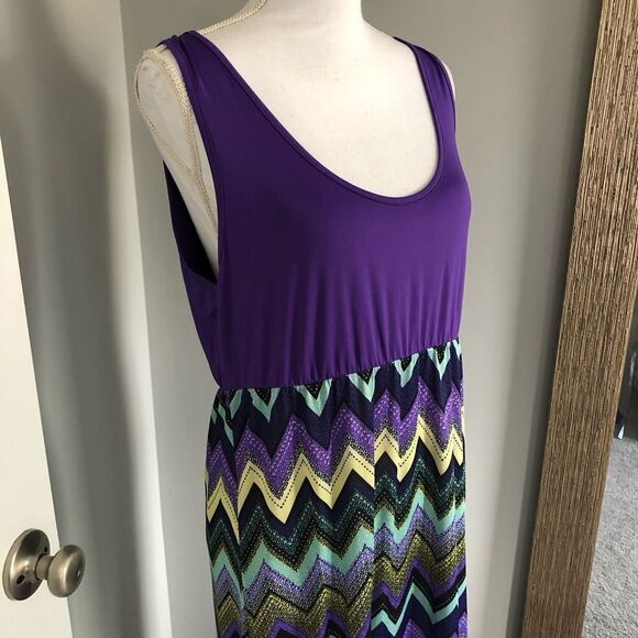 Mayah Kay Purple Chevron Print Maxi Dress - Picture 2 of 5